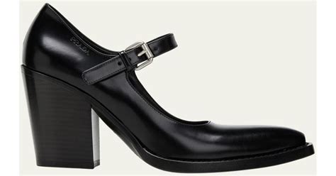 prada block heel pump|prada mary jane pumps.